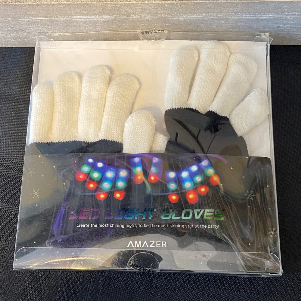 LED Light Mittens for Kids - White and Black